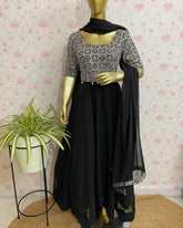 Black chikankari anarkali - kasumi.in